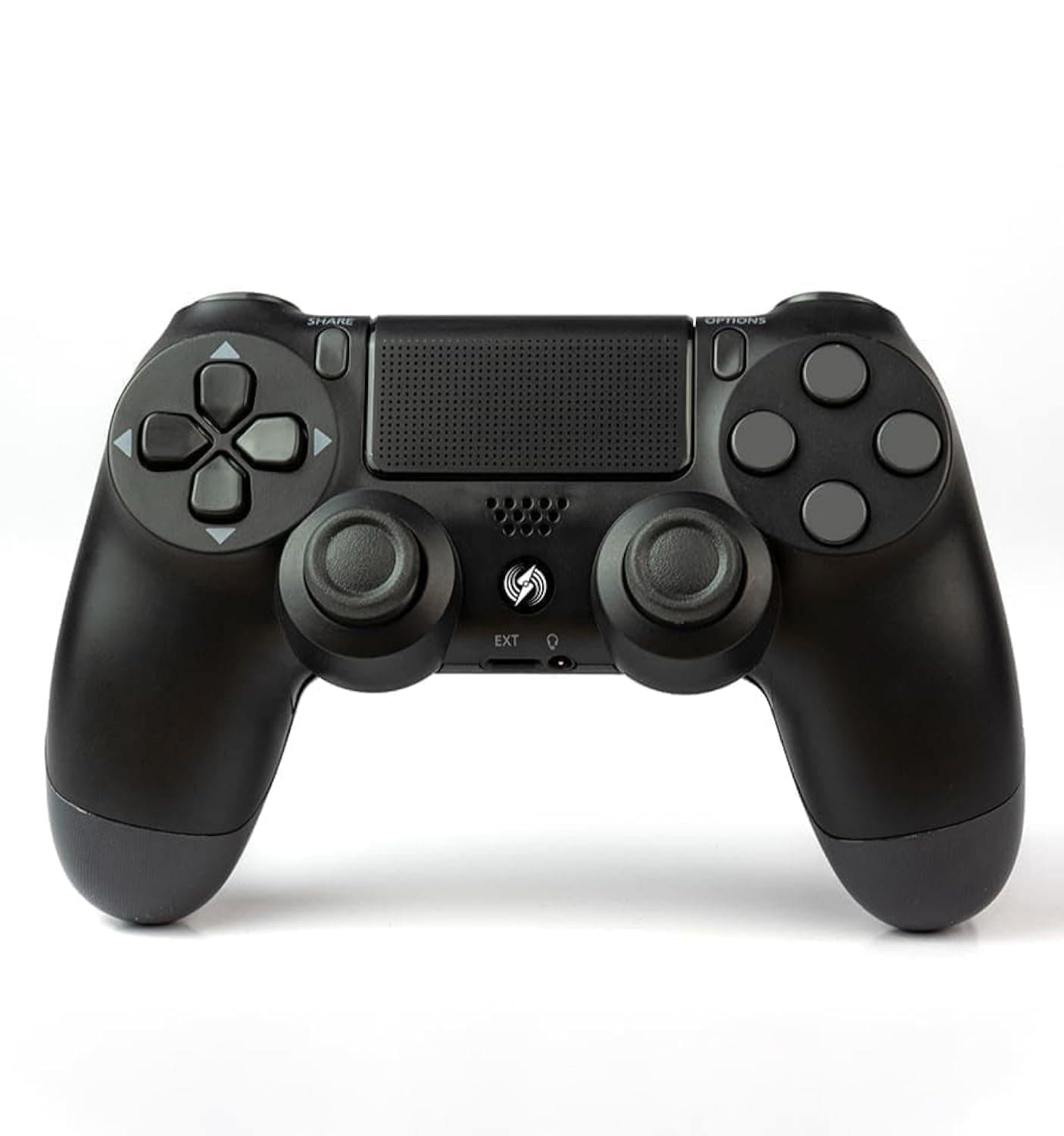 يد تحكم ألعاب فيديو من لوج إلكترونيكس موديل وايرلس كنترولر لبلايستيشن 4، اتصال لاسلكي، متوافقة مع P4، مع مستشعر حركة وتتش باد ومنفذ سماعات وإضاءة LED وزر مشاركة، باللون الأسود