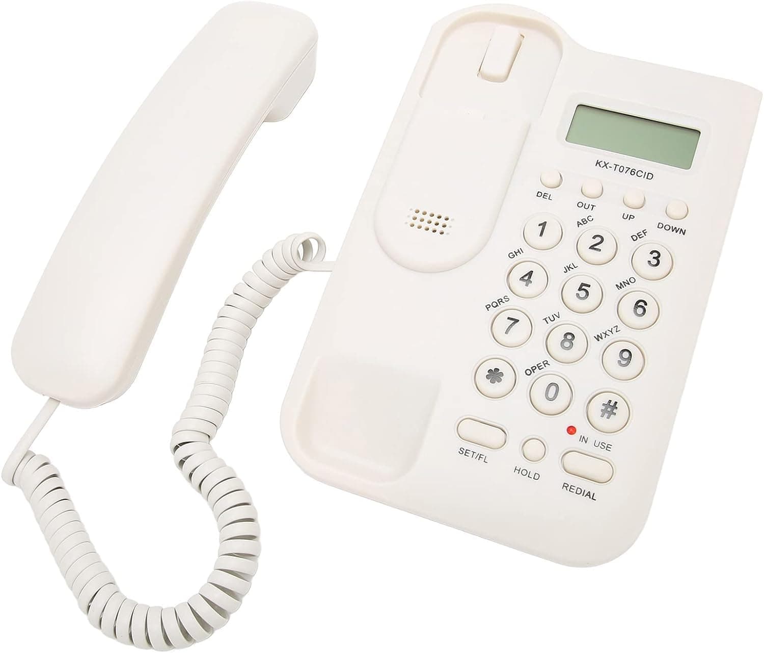 Corded Landline Phone, Landline Corded Telephone, English Desktop Fixed Phone with FSK and DTMF Dual System, Caller ID Display/Pre Dial/Cancel/Callback/Recall, for Home Hotel Office Business(White)