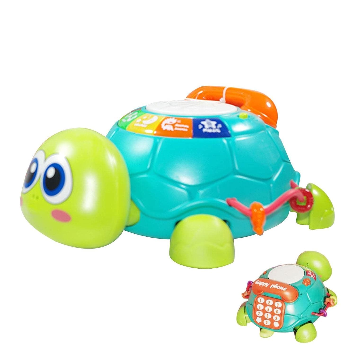2 Pcs Baby Musical Turtle Toy | 4 Month Old Developmental Toys with Simulation Phone Design | Tummy Time Toys to Help Baby Crawl with Light and Music for Toddlers, Babies, Infants, Childs