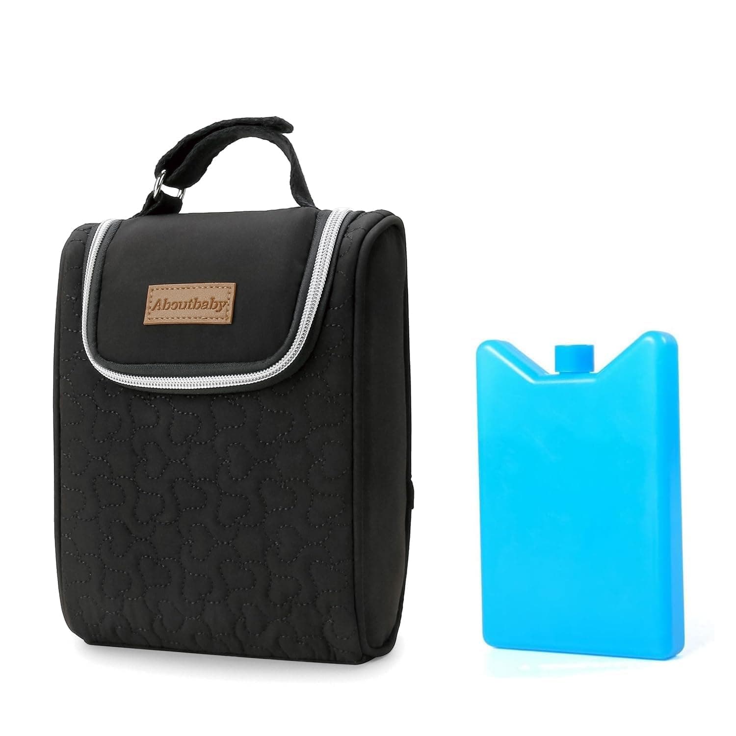 Breastmilk Cooler Bag with Ice Pack, Insulated Bottle Bag, Breast Milk on the Go Strap, for Nursing Mom Daycare, Baby Bags for Mothers, Black, 15.5*7*21cm, Breastmilk Cooler Bag
