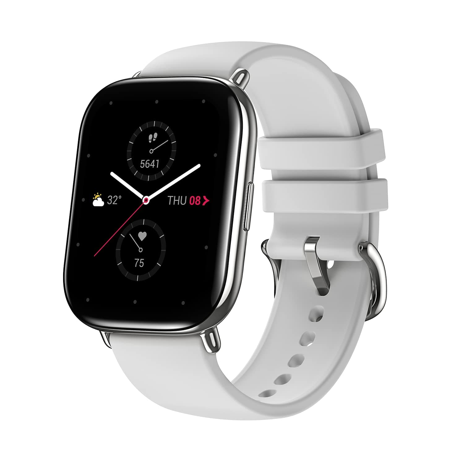 Amazfit Zepp E Square Smart Watch Health and Fitness Tacker with Heart Rate, SpO2 and REM Sleep Monitoring, Stainless Steel Body, Fluoroelastomer Band, Pebble Gray, A1958 ZEPP SQ PEBBLE.GREY