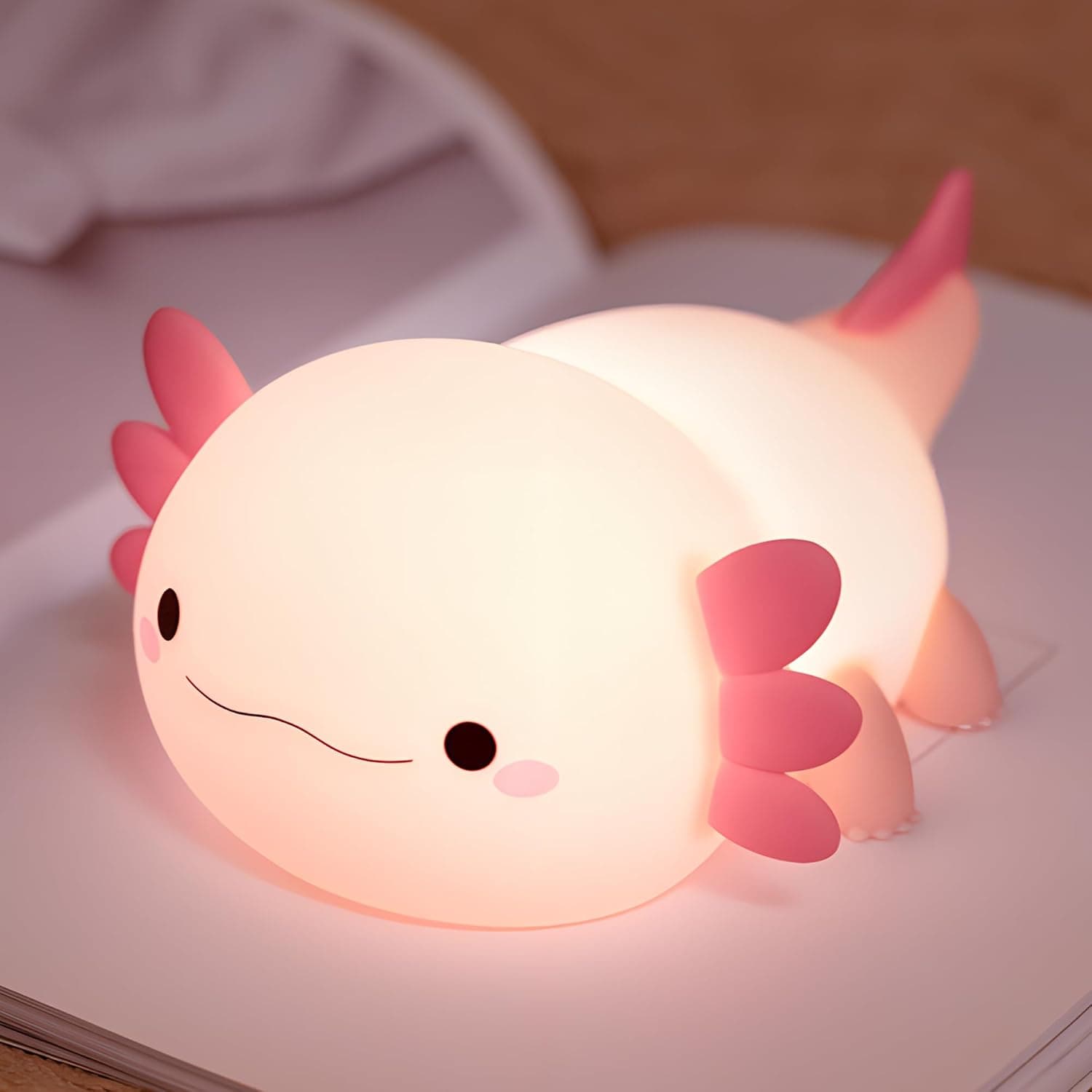 Axolotl Night Light, Axolotl Lamp, Axolotl Gifts for Girls, Breastfeeding Cute Lamp for Children's Room, ABS+SIL, Touch Control, Portable and Rechargeable, Dimmable, Gifts for Boys Girls