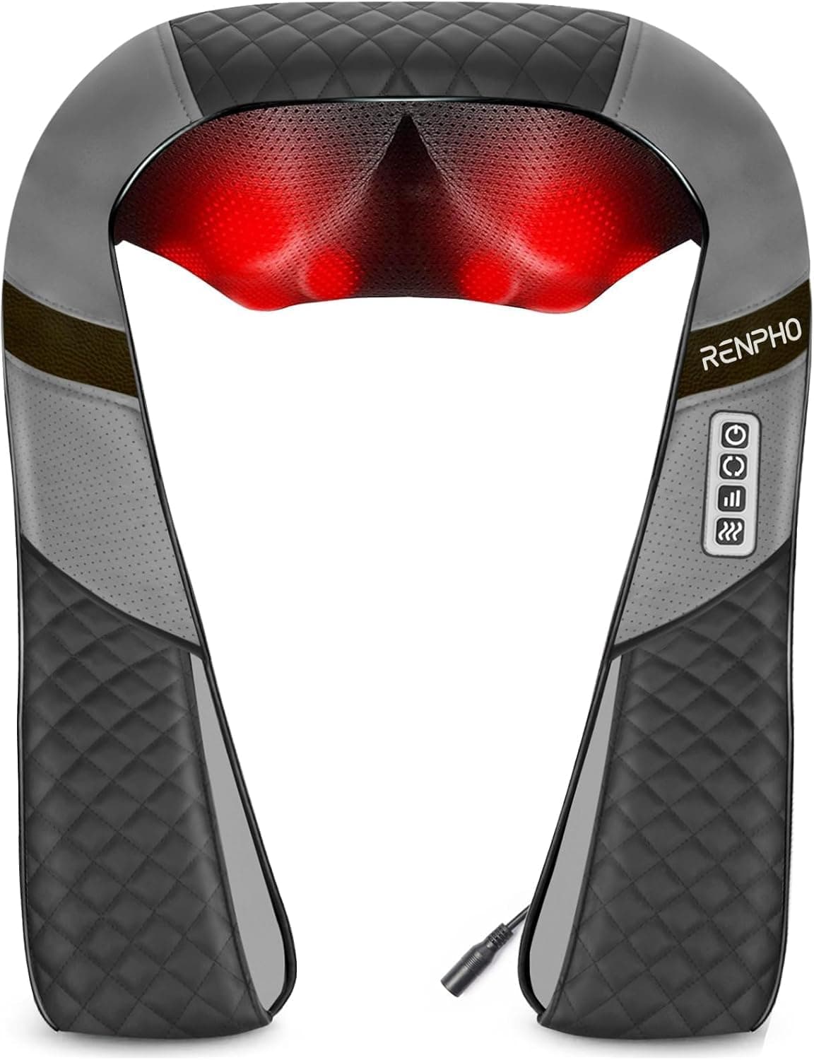 RENPHO Neck Massager with Heat, Shiatsu Shoulder Massager with Electric Deep Tissue Kneading Massage, Back, Leg, Foot, Arm, Full Body, Muscles, for Home, Car, Office | With Deep Kneading Massage, Warming, Relaxing Muscles, 3 Levels of Intesnsity, Use in Home, Car, Office