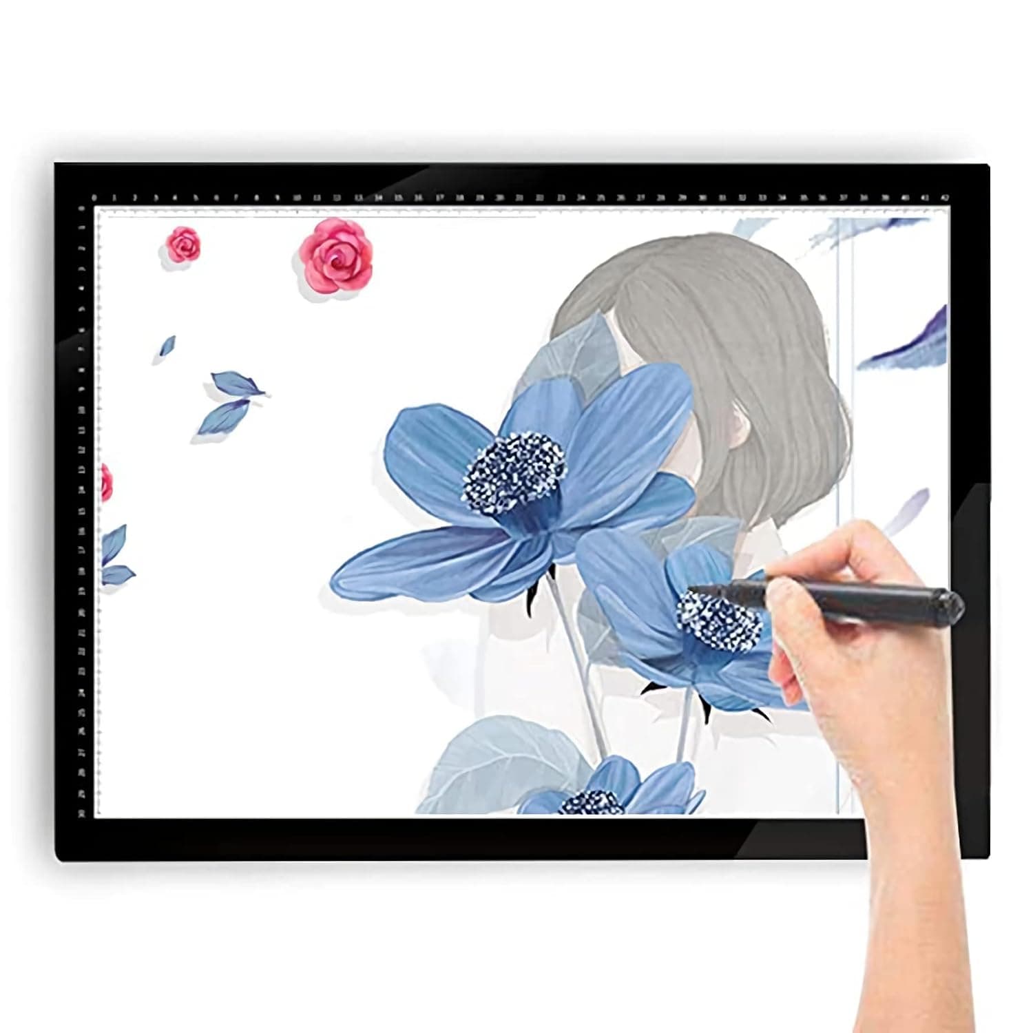 LOVAPO Ultra Thin LED Light Board Tracer Pad LED Art Craft Tracing Light Box Portable Light Table with 3 Color Temperature USB Power Cable Dimmable Brightness, Diamond Painting, Drawing, Sketching, A4