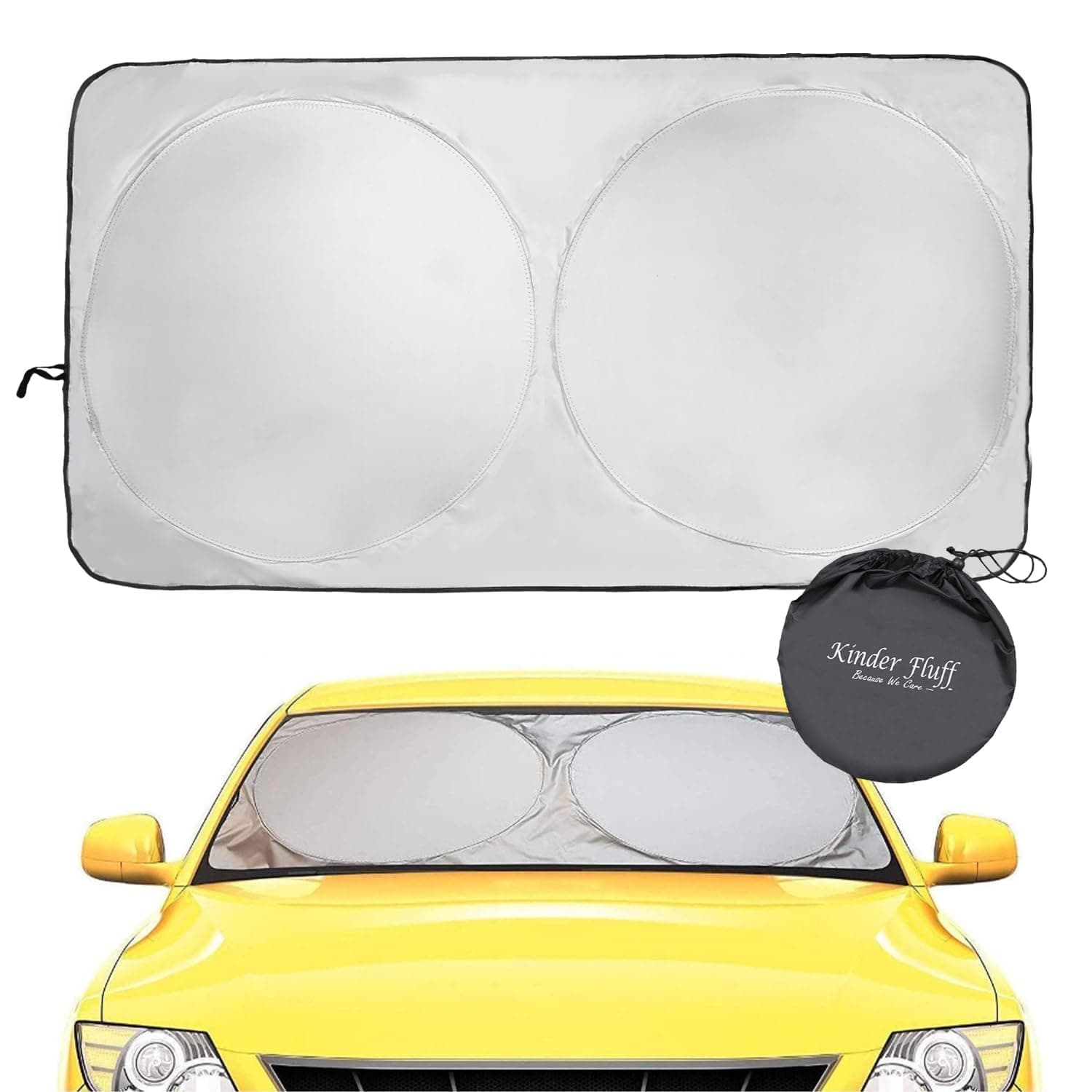 Bukela Windshield Sun Shade | Reflective & Foldable Windshield Sun Cover 99% UV Rays Block | Car Window & Interior Accessories Sunshades for Windscreen & Dashboard Heat - L (160x89cm)