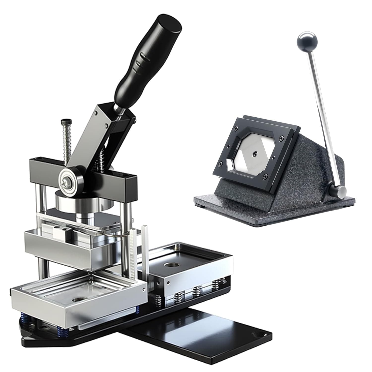 الة مغناطيسية للصور، الة صنع شارات مغناطيس الثلاجة المربعة، ملصقات الثلاجة التي تصنعها بنفسك، بما في ذلك صانع الشارات المعدنية، قاطع الورق و100 قطعة من المواد (80 × 53 ملم)