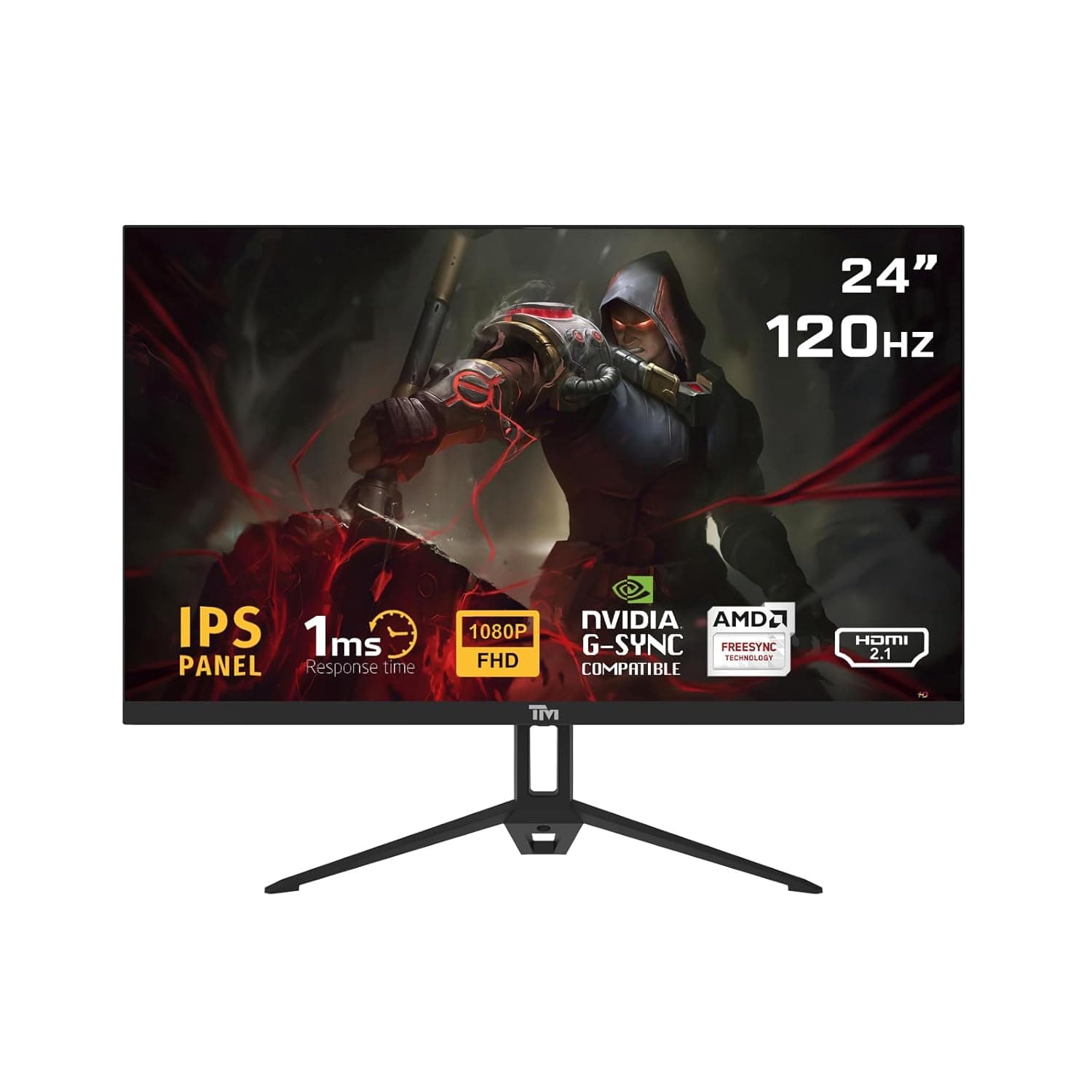 Twisted Minds TM24FHD120IPS 24 Inch Gaming Monitor, 120Hz, 1ms, FHD, IPS Panel, HDMI 2.1 & DP 1.4, Built-in Speakers, Adaptive Sync, Low Blue Light, VESA Mount Compatible, Black
