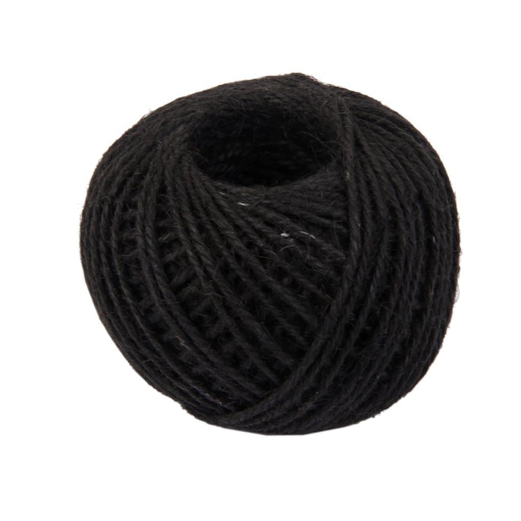 2mm Jute Twine String 3-Ply 100 Meter Hemp Rope Cord for Tag, Gifts Wrapping, Wedding Decoration, Office, Gardening Projects in Black