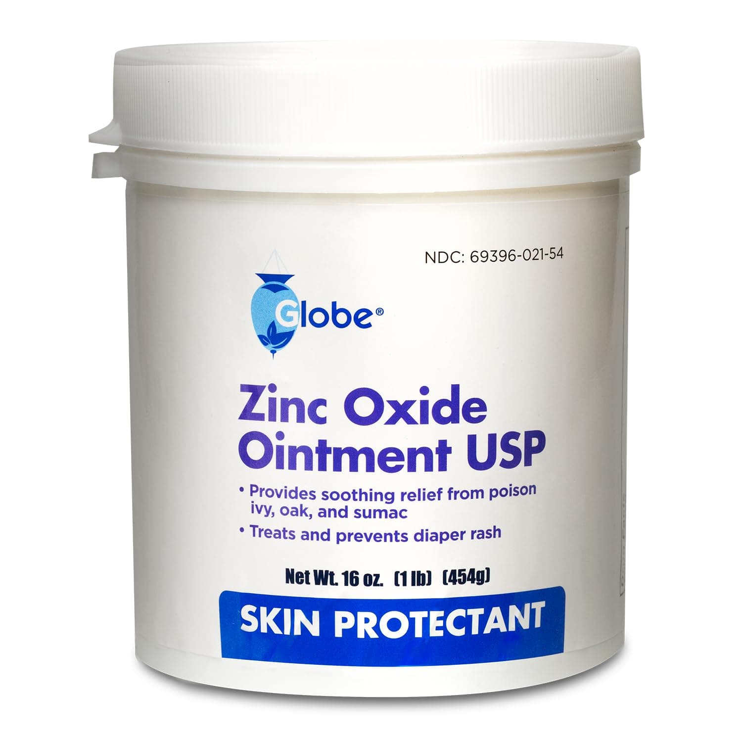 Zinc Oxide Ointment by GLOBE - 1 Lb | Thick Barrier Cream, Helps Shield From Wetness, Diaper Rash Care, Chafed Skin Support, Poison Ivy and Oak Relief