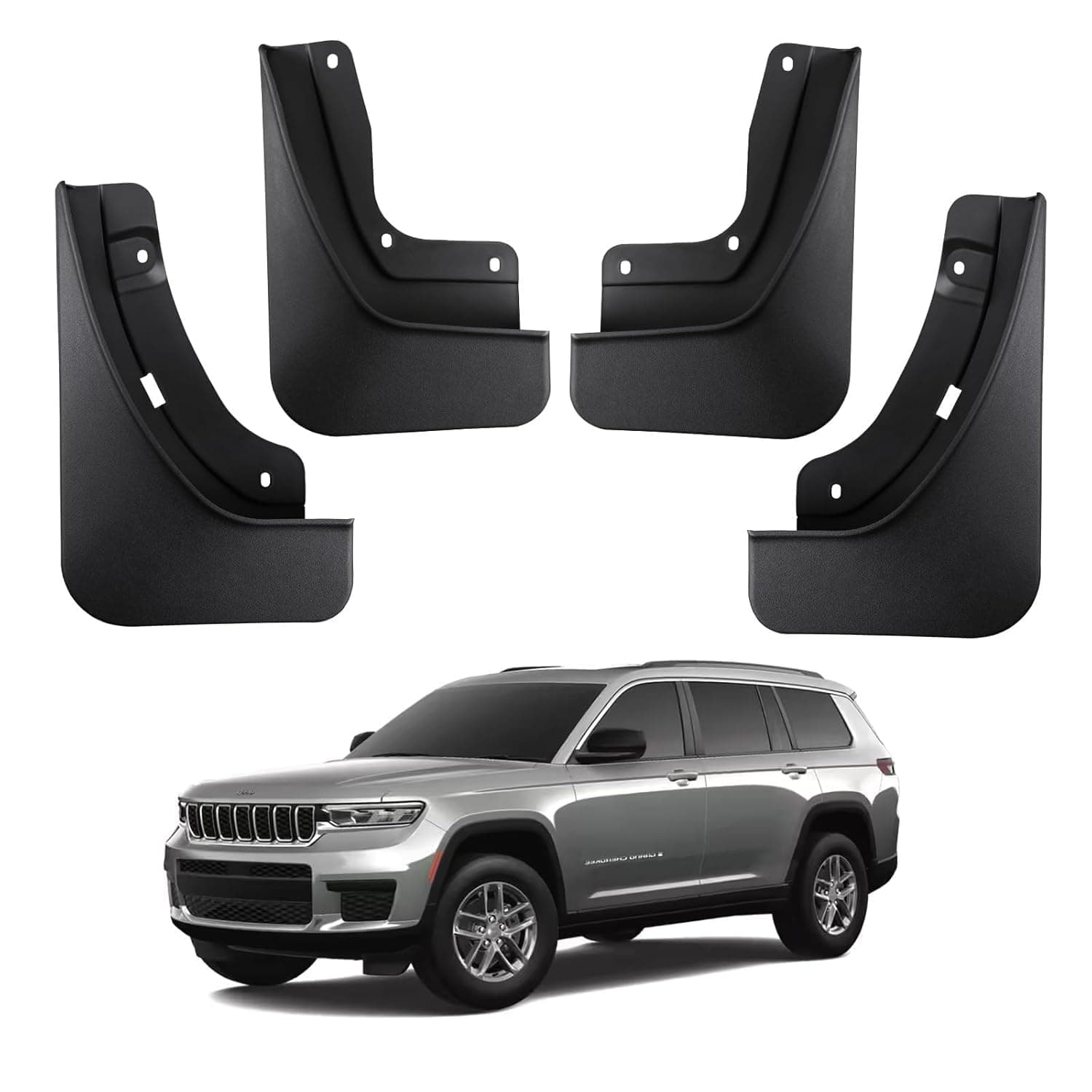 Ecarzo Mud Flaps Compatible with Jeep Grand Cherokee L 2025 2024 2023 2022 2021 3-Row No Drilling Required All Weather Mud Splash Guards Mudflap Front & Rear Jeep Grand Cherokee L Accessories 4pc Set