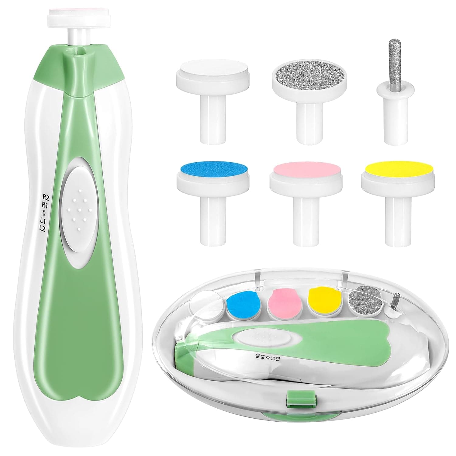 Qunlions life Electric Baby Nail Trimmer, 6 in 1 Baby Nail Clippers, Baby Nail File, Nail File, Baby Care Kit, Manicure Set for Toddlers, Newborn or Adults (Green)