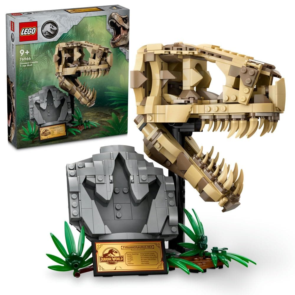 LEGO Jurassic World Dinosaur Fossils: T. rex Skull Toy for 9 Plus Year Old Boys, Girls & Kids, 3D Skeleton Model Kit with Opening Jaw and Display Stand, makes a Cool Dino Decoration, Gift Idea 76964