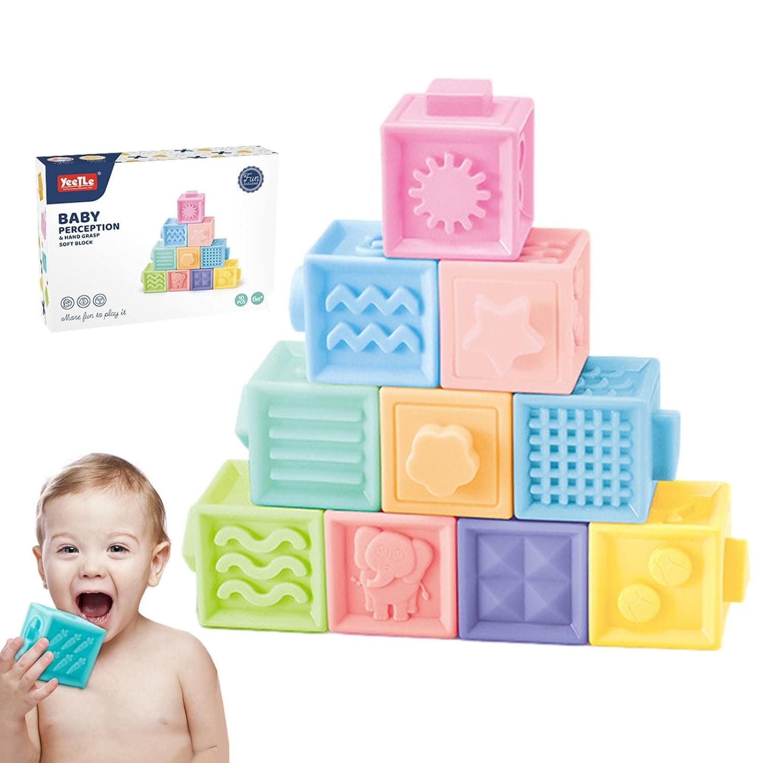 Baby Stacking Blocks, Building Blocks, Baby Teethers Toy with Developmental Sensory Infant Animal Bath Toy Birthday for Kids