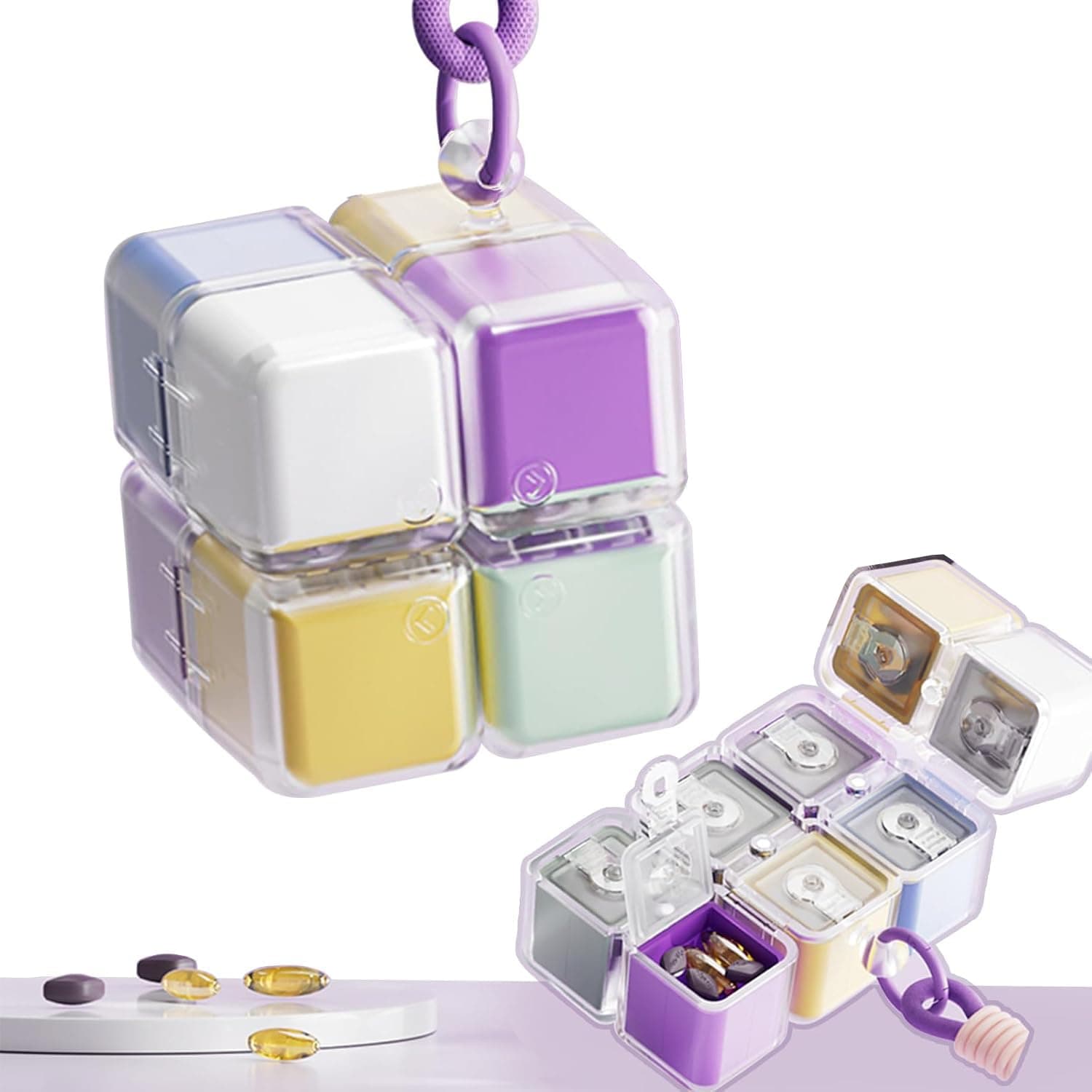 Small Pill Case, Travel Pill Box, Portable Pill Organizer | Weekly Pill Container and Planner with Compartment for Vitamins, Fish Oil and Supplements