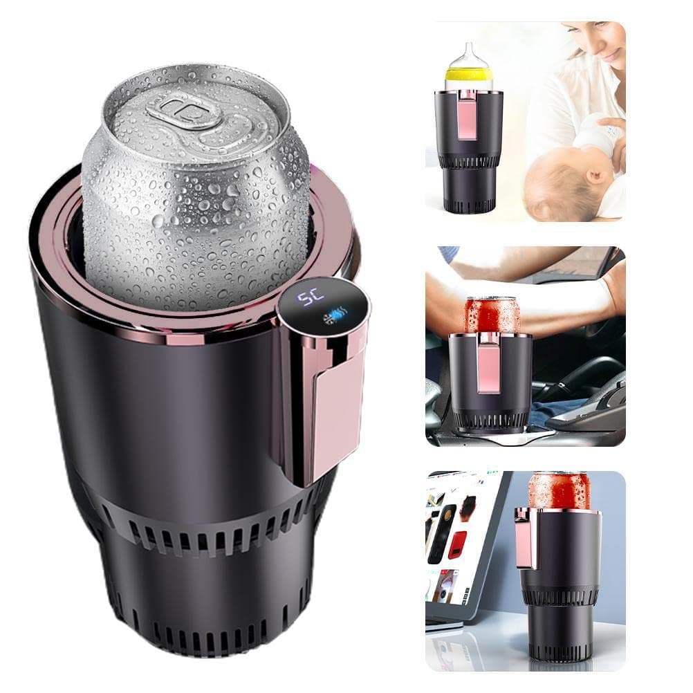 Car Cup Cooler and Warmer 2 in 1 Car Drinks Cooling and Heating, Practical Portable Heated Cooling Cups for Car, Keeps Your Coffee/Baby Milk/Tea Warm and Drinks Cold (Purple Gold)