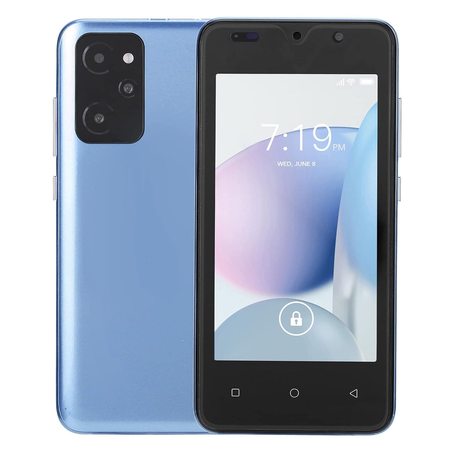 4.66in 9i Unlocked Cellphone, FHD Band Screen Smart Phone, 512MB RAM 4GB ROM Mobile Phone, FACE ID, Dual Sim Triple Camera WIFI BT FM (Light Blue)