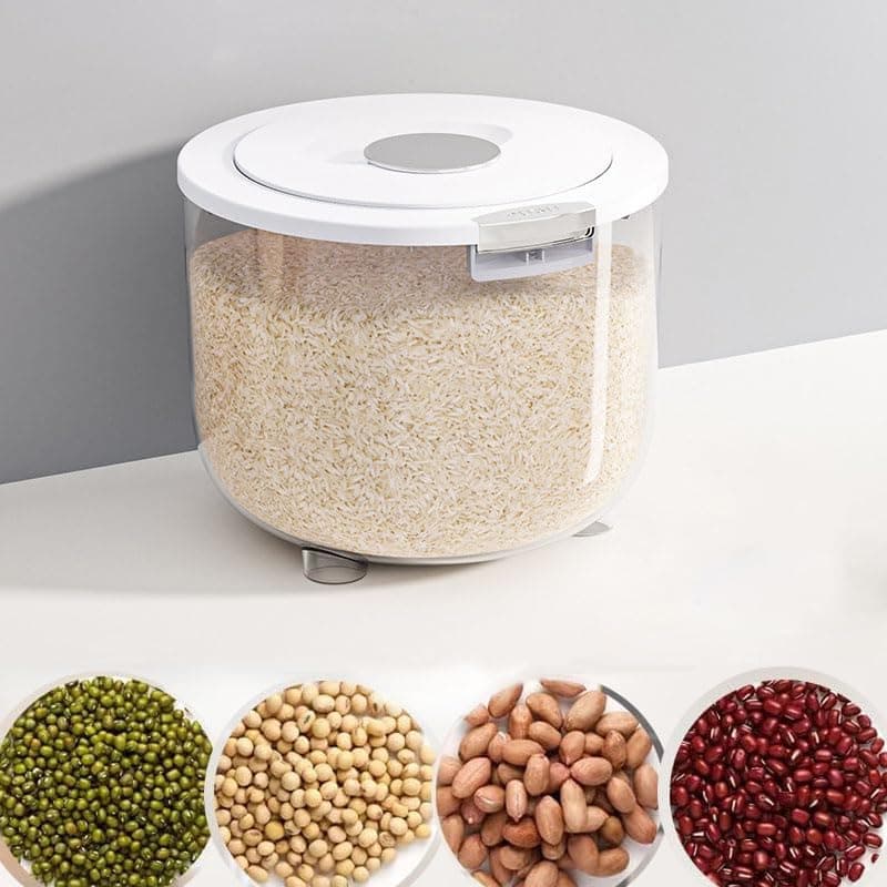 Grain Storage Bucket, Airtight Rice Container with Pop Up Lid & Free Measuring Cup, Moisture, Insect-proof Food Storage Container Bin for Kitchen Pantry Organizer Bin Sugar Pasta Dispenser (5Kg)