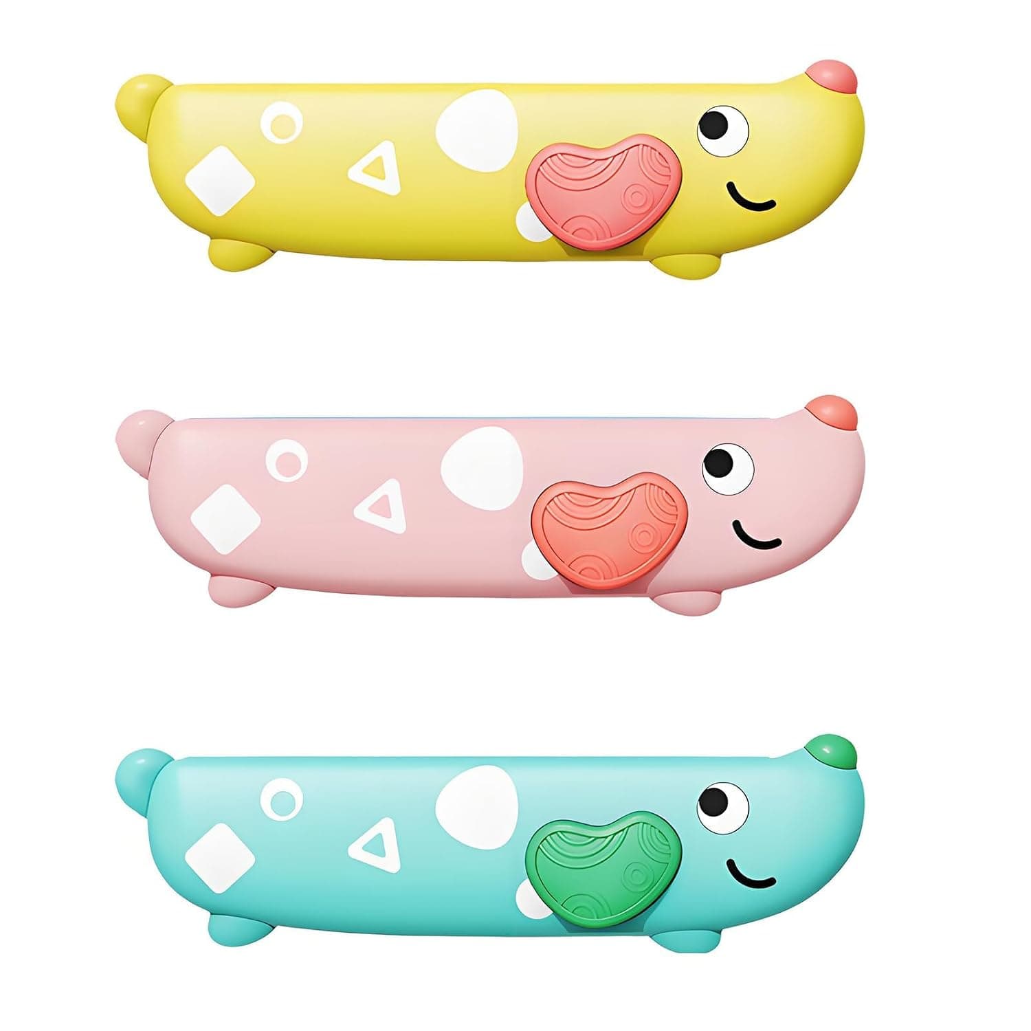 3PCS Boy Girl Educational Harmonica, Toddler musical Instruments Toys, 16 Hole Harmonica Set, Educational Toys For Early Music Learning Washable Portable(Yellow, Pink, Green)