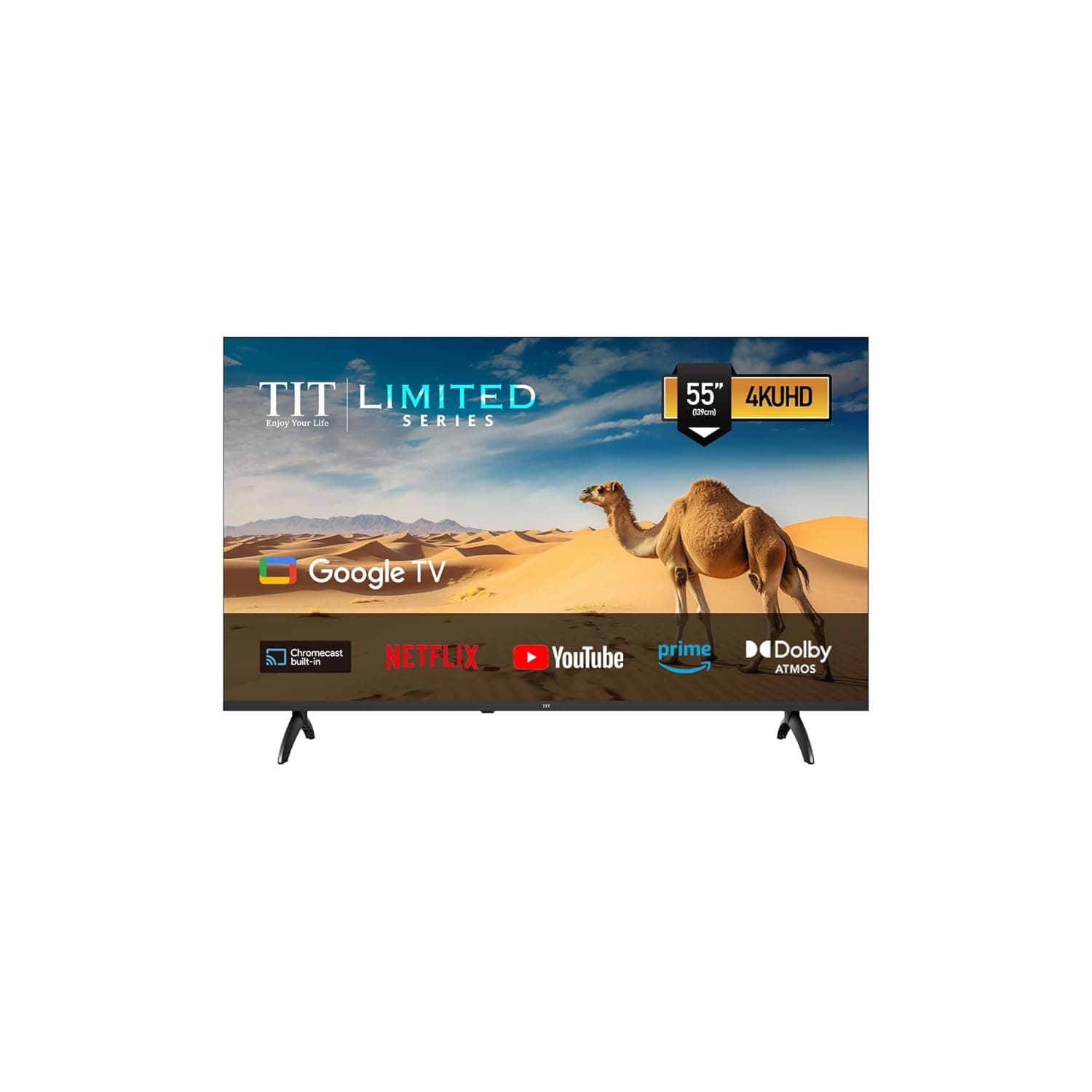 TIT 43-inch 4K UHD Smart TV, Google TV (Android 14), Dolby Vision + HDR10/HLG, HSR 120Hz Game Mode, Dolby Atmos, Dolby Audio, 3× HDMI (ARC), Model T43G324