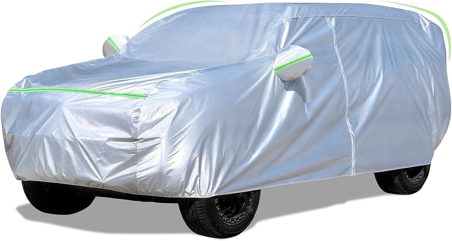 Car Cover Fit SUV 175-190 inches Car Cover Waterproof All Weather Hail Protector Car Cover Sun Protection SUV Car Cover with Door Zipper Dupont Oxford Car Cover Outdoor Waterproof Car Cover