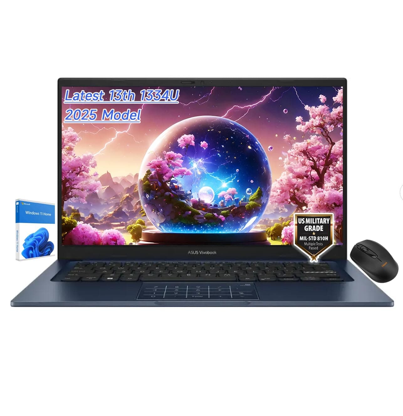 ASUS Vivobook 14" FHD Slim Laptop, Latest 10Cores i5-1334U, Intel UHD Graphics, USB C, Webcam, 2025 Model, Win11 (40GB RAM | 2TB SSD)