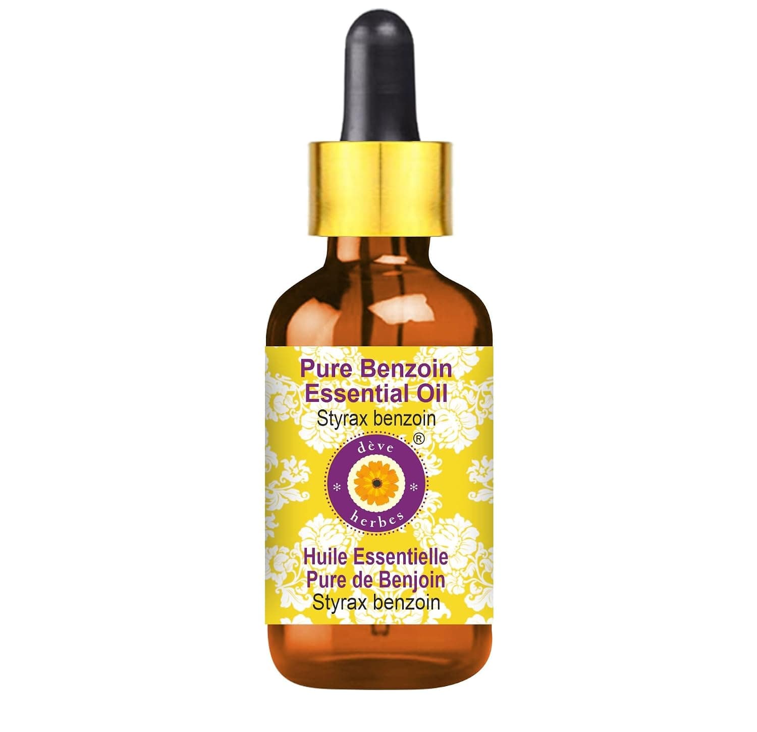 Deve Herbes Pure Benzoin Essential Oil (Styrax benzoin) Steam Distilled With Glass Dropper 50ml (1.69 oz)