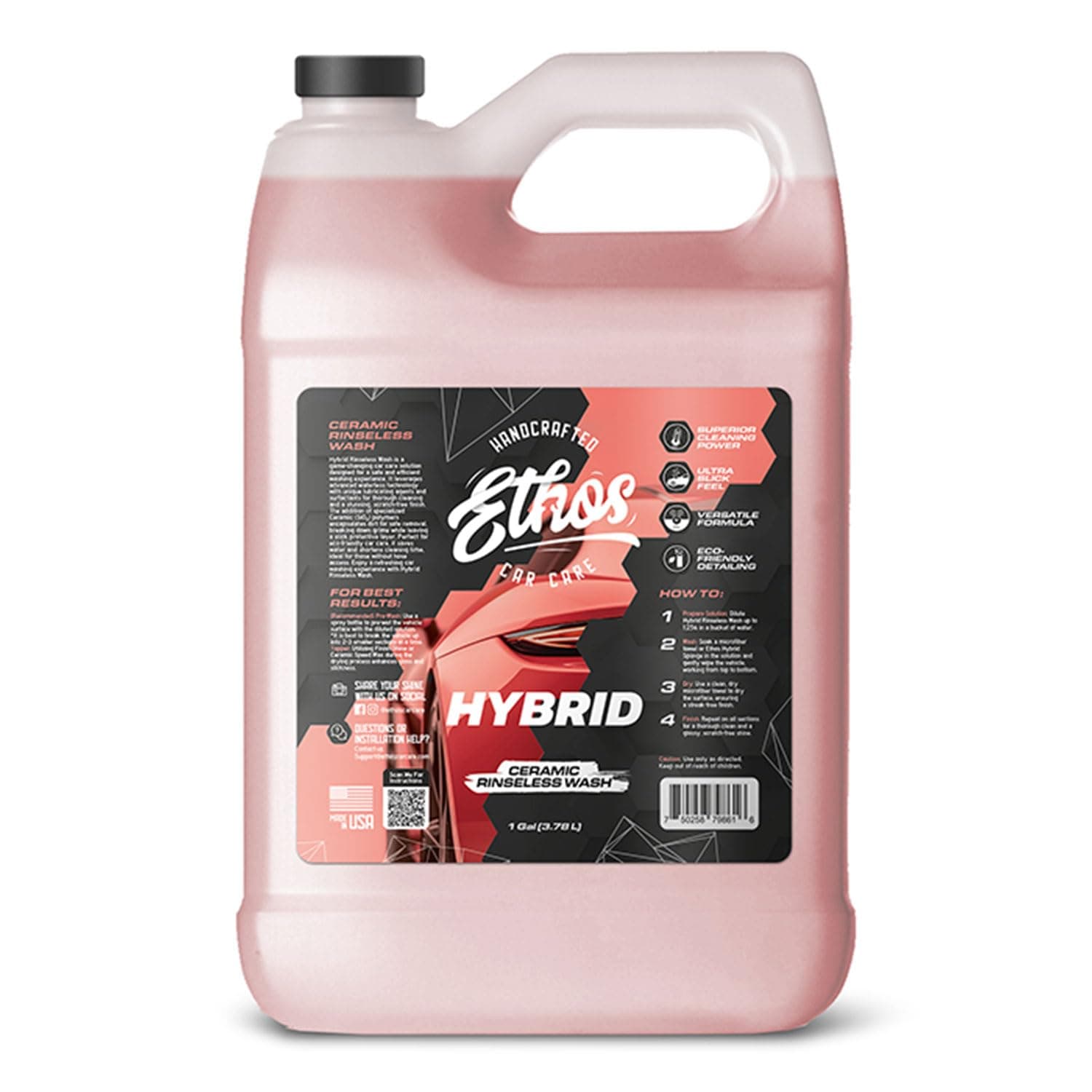 Ethos Handcrafted Car Care Hybrid Ceramic Rinseless - Wash Waterless Wash (Gallon)
