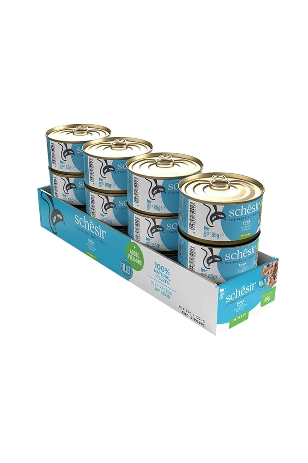 Schesir Complete & Balanced Nutrition Wet Cat Food in Jelly Can- Tuna 85gx12