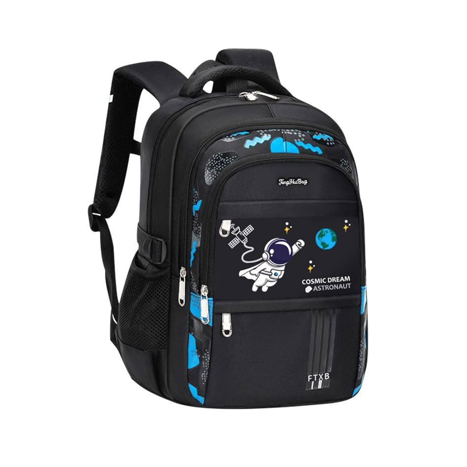 ANYUAN Boys School Backpack, Astronaut Kids School Bag, Lightweight Space School Bag for Primary Students (Black)