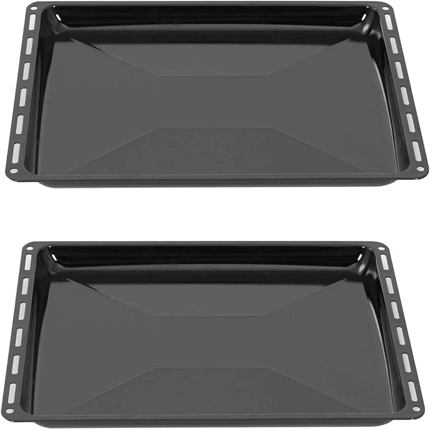 ICQN Baking trays, 465 x 370 x 30 mm, set of 2, enamelled grease pan, chrome-plated oven rack and enamel baking tray for oven and stove, grid grate 465 x 370 mm