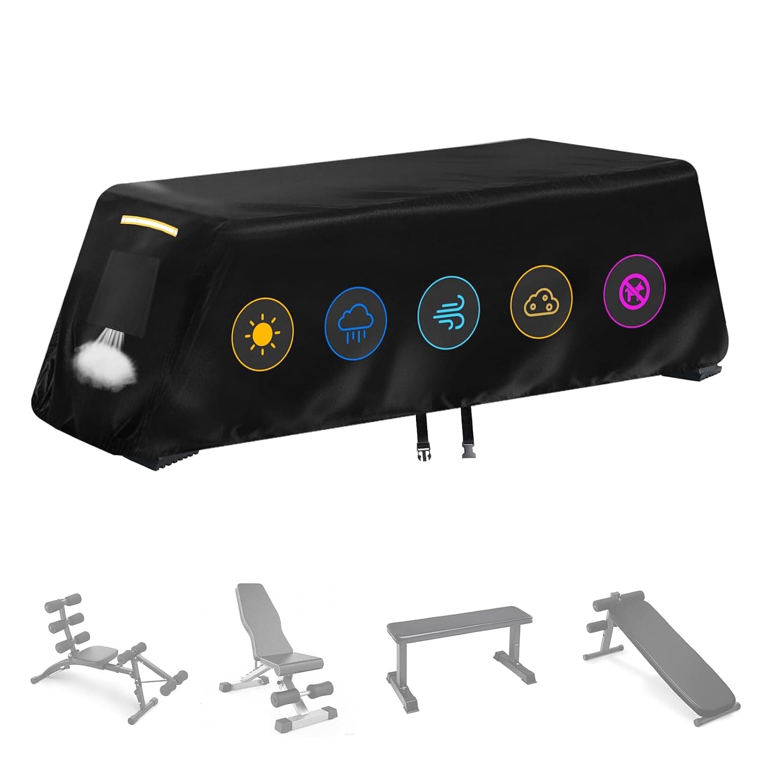 Weight Bench Cover, Heavy Duty 420D Oxford Exercise Workout Bench Cover Waterproof Outdoor，Home Gym All-weather Protective Covers Fit for Sit-up Board Flat Lifting Benches and Fitness Equipment Indoor