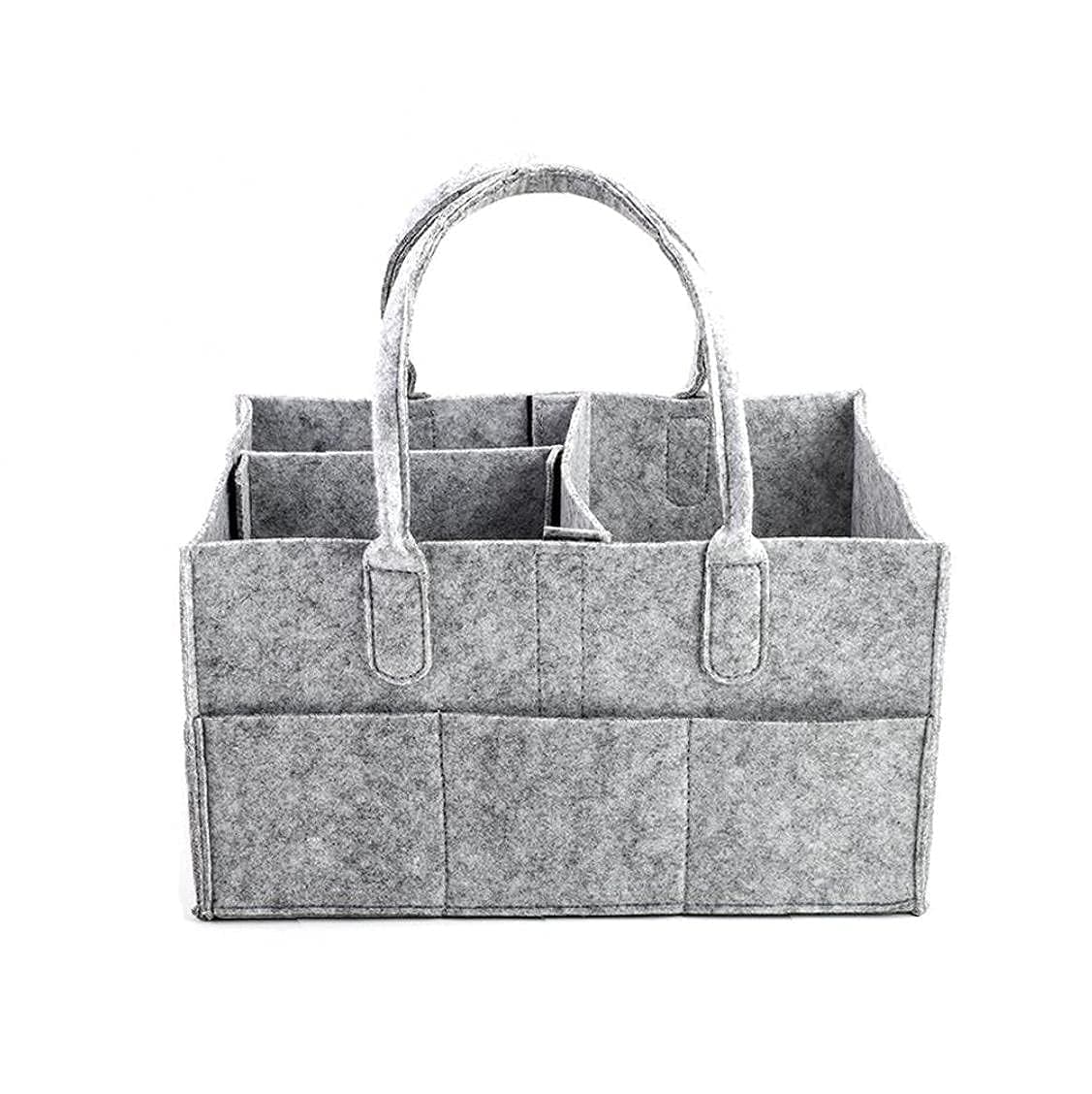 Baby Diaper Caddy Organiser, Portable Nappy Nursery Storage Basket Bin Car Travel Bag for Changing Table and Car Nursery Essentials(Grey)