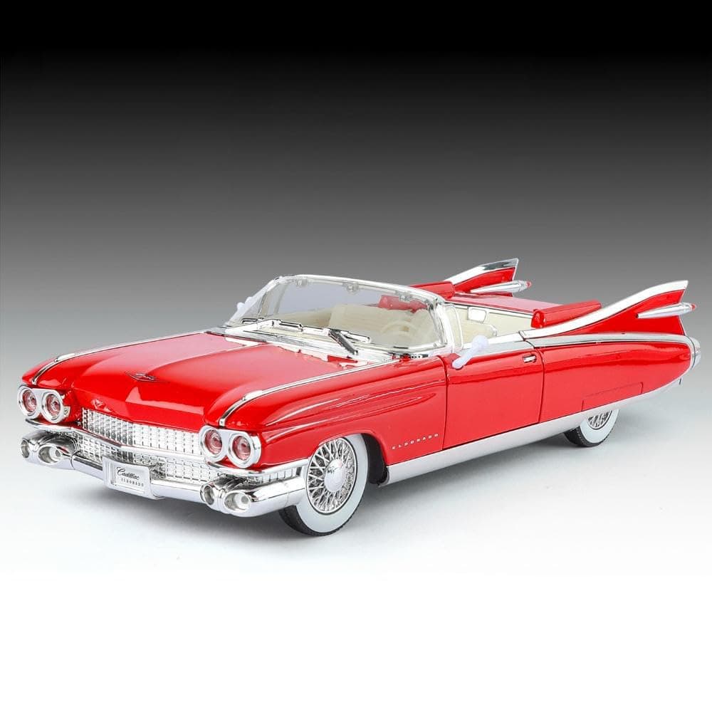 1:24 Cadisllacs EldoRADOs Biarritz 1959 Series 62 Luxury Car Alloy Diecast Model Car Sound & Light Pull Back Collection Hobby Gifts (Red)