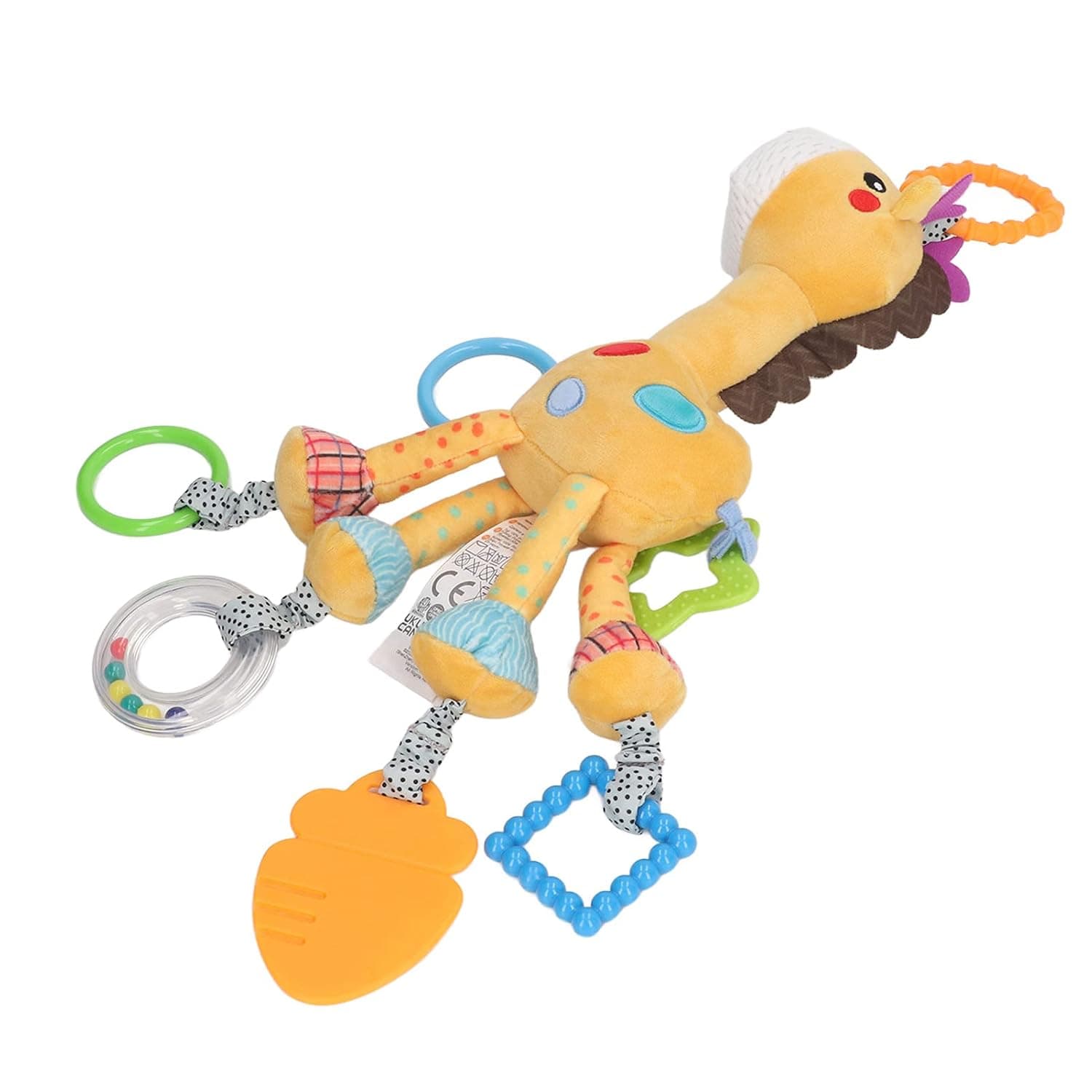 Fdit Baby Giraffe Plush Toy Cute Hanging Pendant for Newborn Stroller Bed, Colorful Baby Comfort Toy for Parent Child Interaction