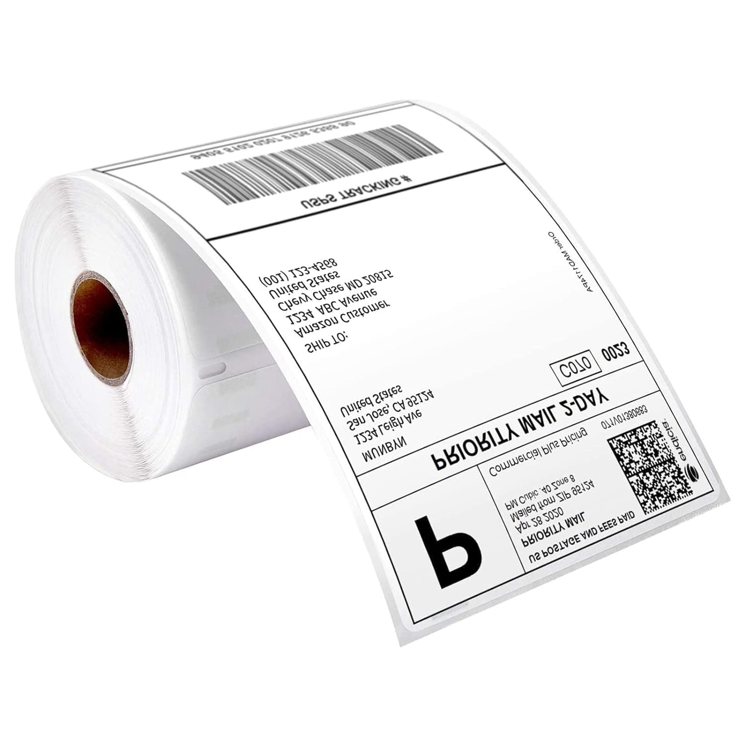 Direct Thermal Labels Roll 4'' x 6'', 350 Labels Direct Thermal Shipping Labels White Mailing Thermal Paper Rolls Barcode Labels, 10cm×10cm