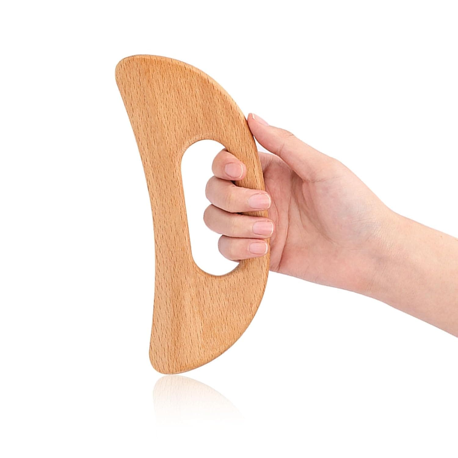 BIGTHREE Wooden Gua Sha Massager – Natural Wood Body & Facial Massage Tool with Ergonomic Grip for Men & Women, Spa & Home Relaxation (Smooth Finish, Easy Clean)