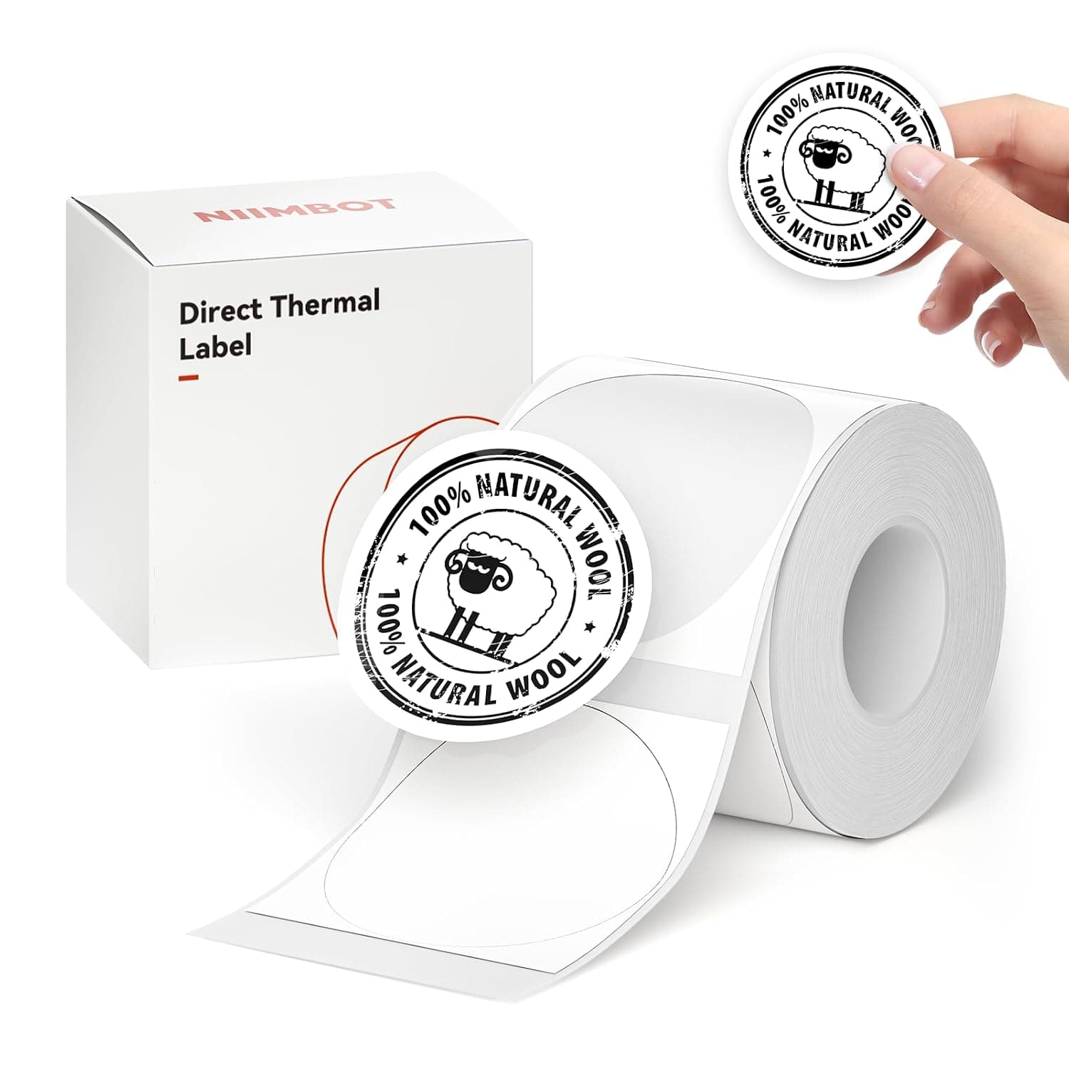 NIIMBOT Self-Adhesive Labels Compatible with NIIMBOT B1/B21/B3S Thermal Label Printer, Thermal Paper for School, Home, Office, Small Businesses (White Round, 50 x 50 mm)