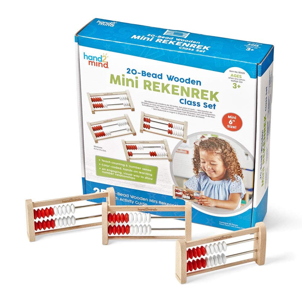 Learning Resources 93429 Rekenrek Mini 20 Beads Wooden Beads Class Set, Multi-Colour, 0