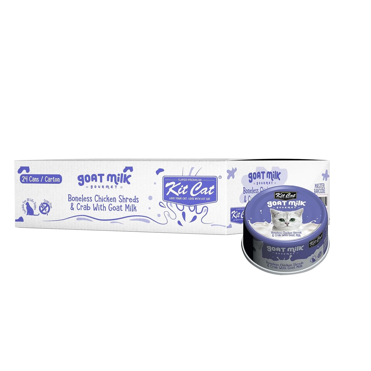 Kit Cat Boneless Chicken Shreds & Crab With Goat Milk 70g Pack of 24