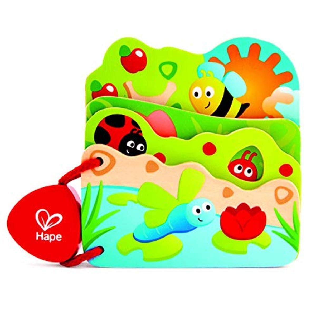 Hape Baby's Bug-Themed Educational Wooden Book | Safe to Chew | Early Learning with Bright, Colorful Illustrations | Perfect for Babies and Toddlers | Non-Toxic & FSC Certified Wood