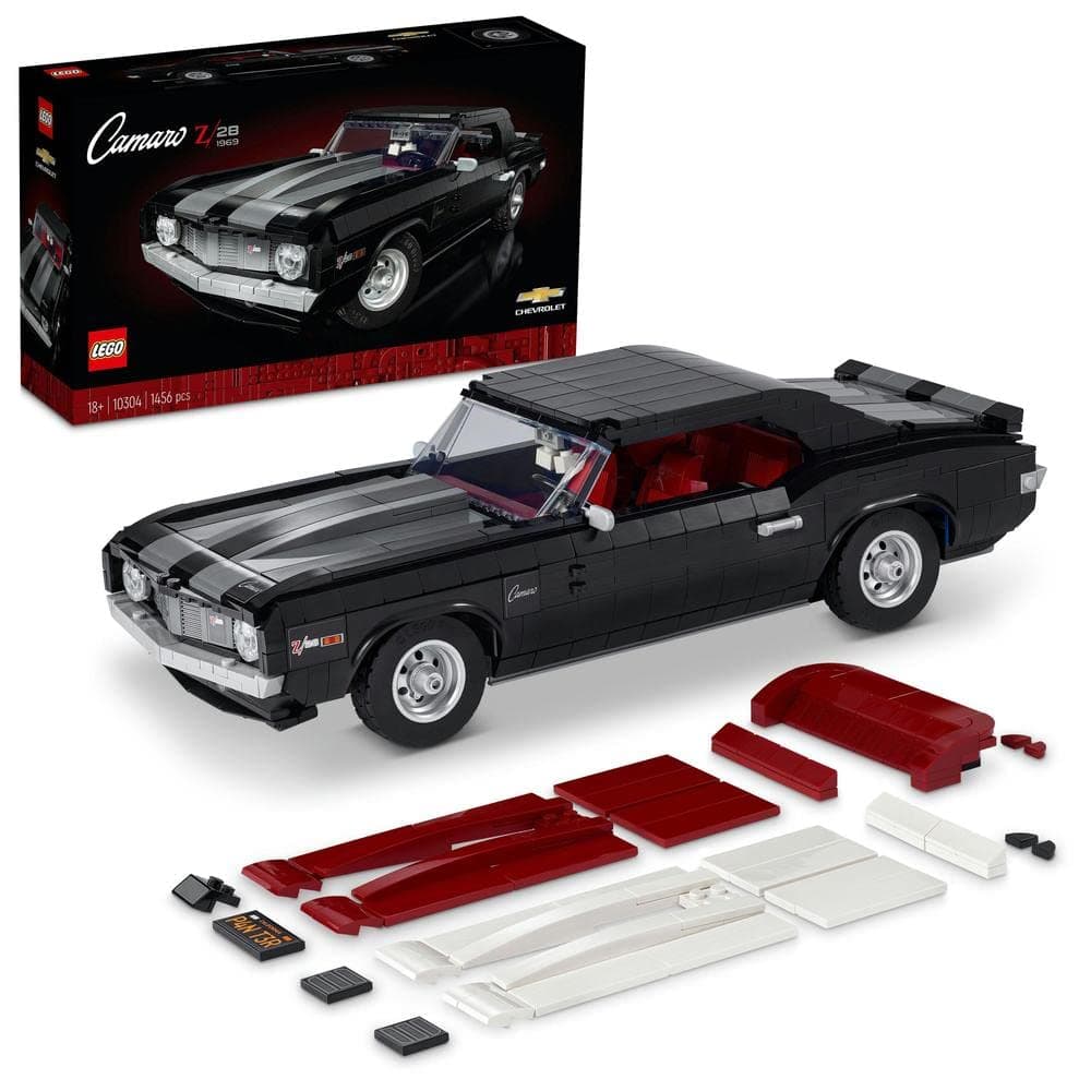 LEGO 10304 Icons Chevrolet Camaro Z28, Customisable Classic Car Model Building Kit for Adults, Vintage American Muscle Vehicle Gift Idea