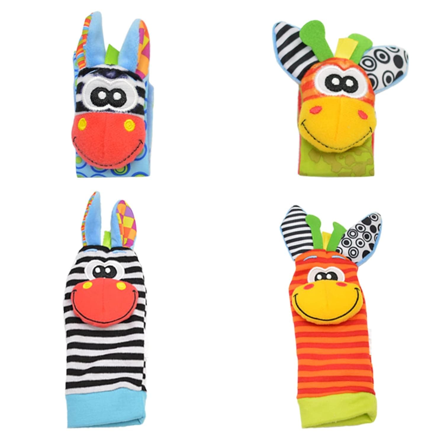 Baby Socks Wrist Rattle Toys Newborn Wrist Rattle,4pcs Newborn Wrist Rattle Foot Finders and Wrist Rattles for Infants,Baby Wrist Rattles and Footfinder Set Baby Wrist Rattles Toys