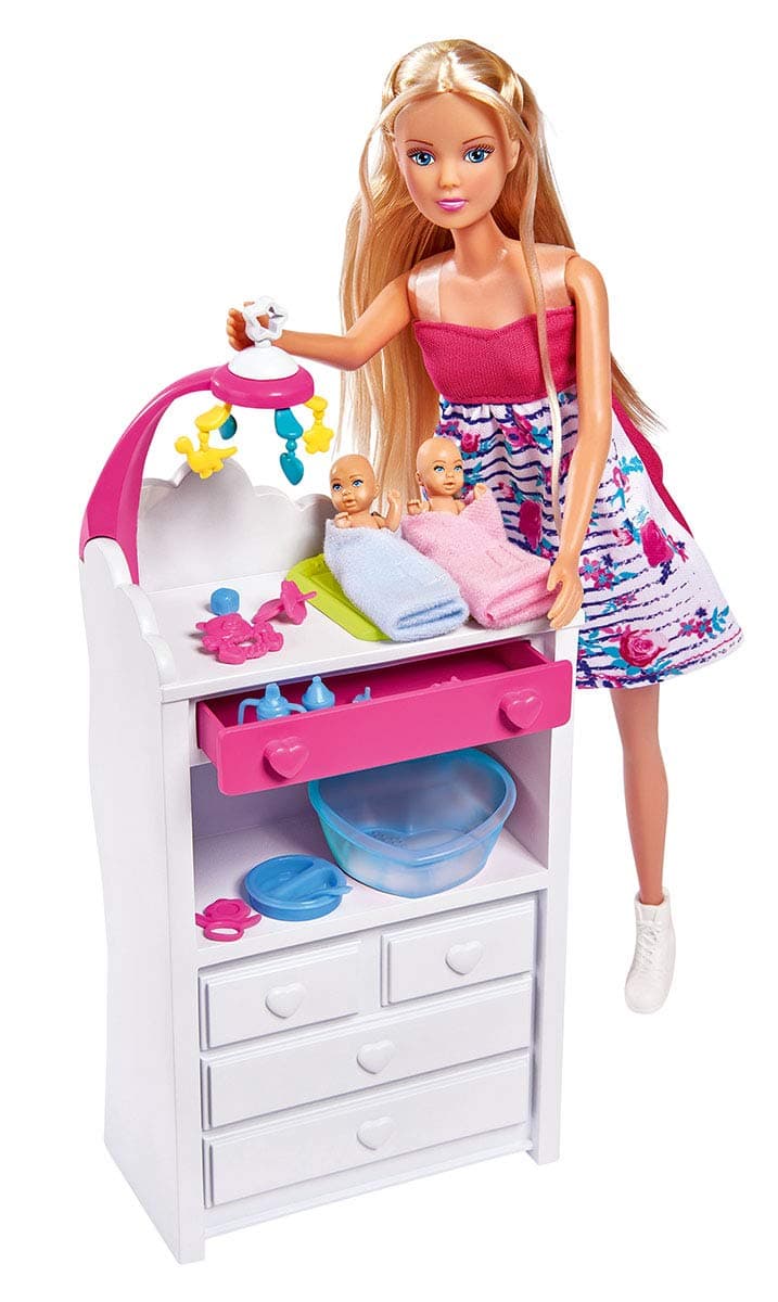 Simba Steffi Love Welcome Twins Pregnant Doll with Twins Changing Table and Bath