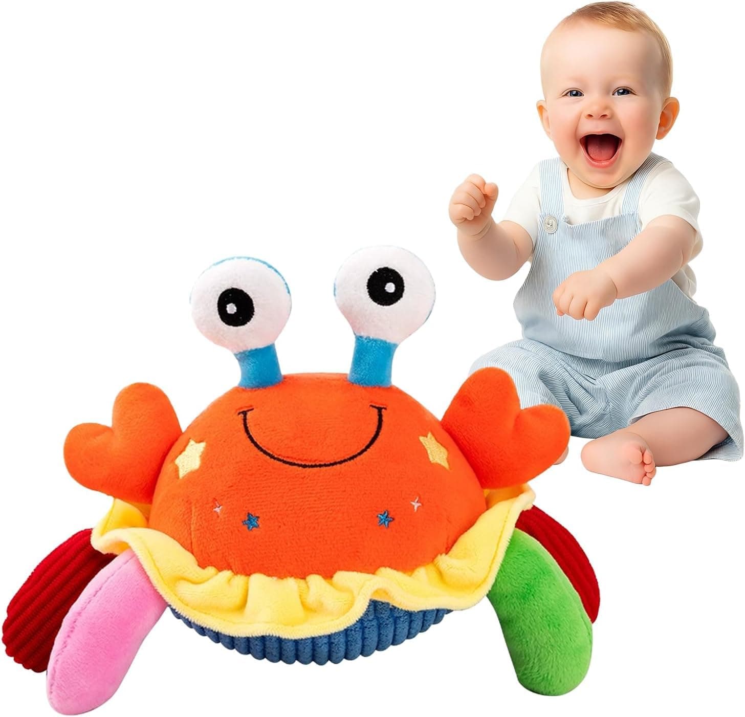 Baby Toys 12-18 Months, Musical Crawling Crab Plush Toy - 60 Songs & Recording Feature, Dancing Walking Moving Bouncing Tummy Time Toy, Sensory Toys for Toddlers 1-3, Birthday Gifts for Infants