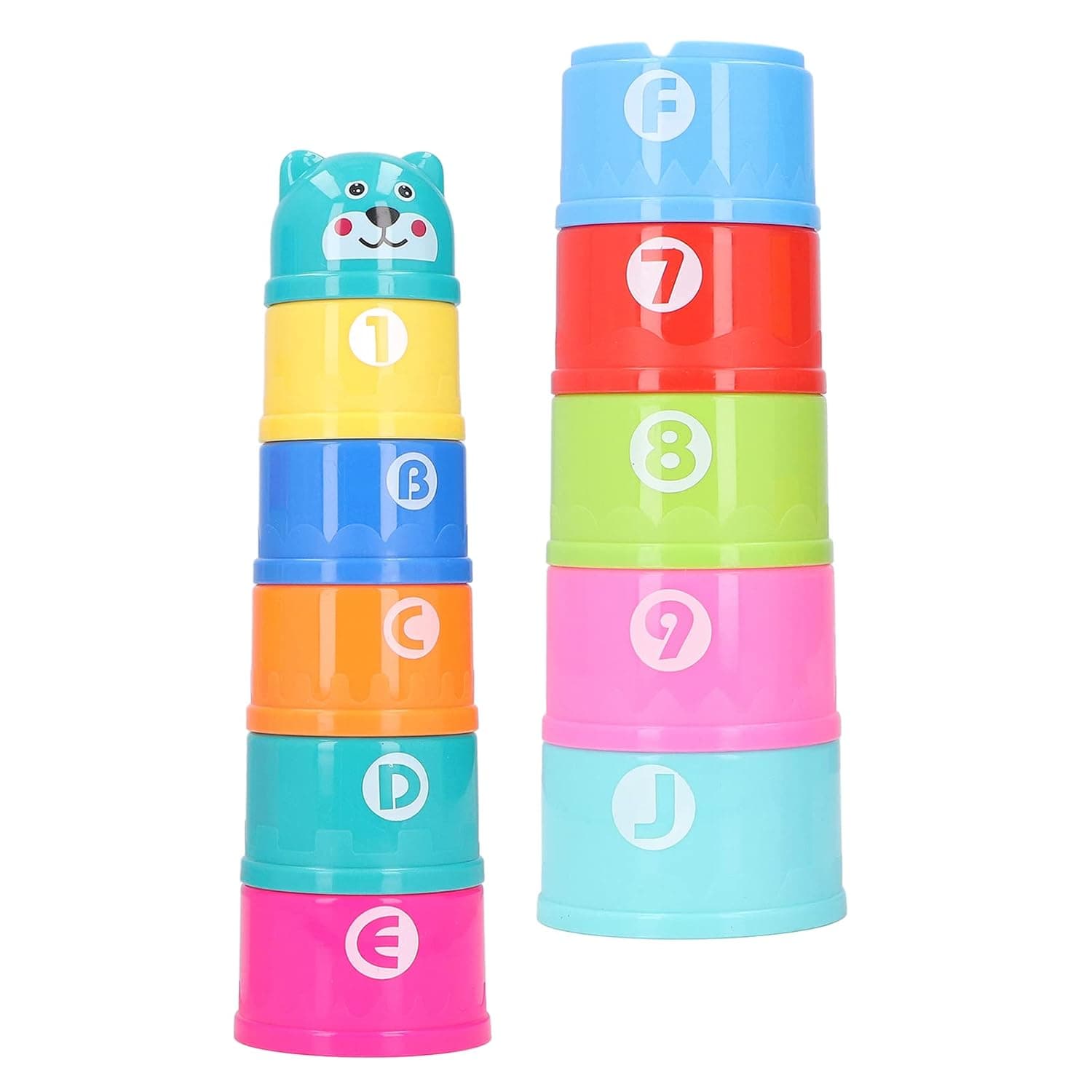 Generic 11pcs Stacking Cups Toy Set Bright Color Educational Bath Toy for Infants 6M+ Plastic, Develops Hand Eye Coordination