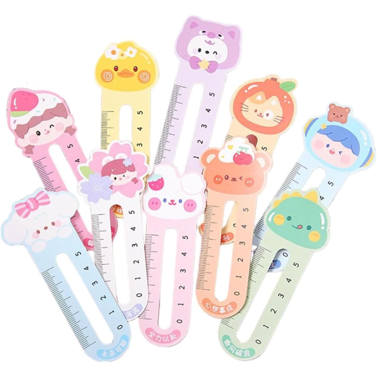 Tazweeq 100 Pcs Cartoon Animal Bookmarks for Kids, Kawaii Reading Ruler Style Page Markers, Cute Book Accessories Bulk for Students, Women, Book Lovers, School & Office Gifts
