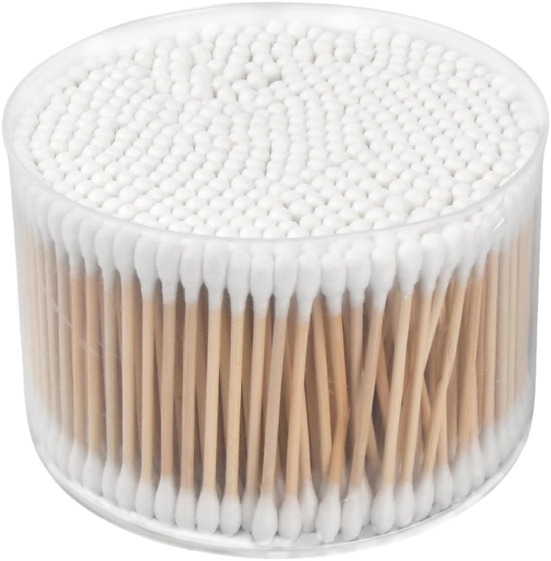 X spring Cotton Swabs, 500pcs Double Round Thick Tips Cotton Buds, Strong Wooden Sticks Ear Cleaning Swabs, Gentle Qtips for Personal Care, Baby Care, Makeup Application