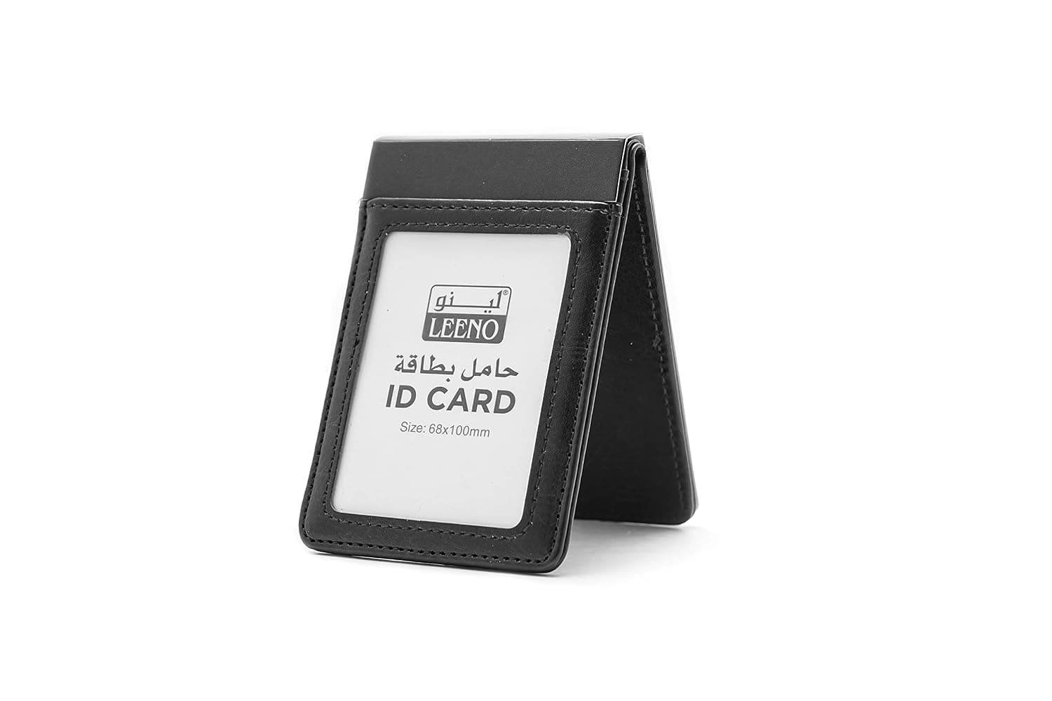 Leeno ID card leather, 68x100mm, black, vertical