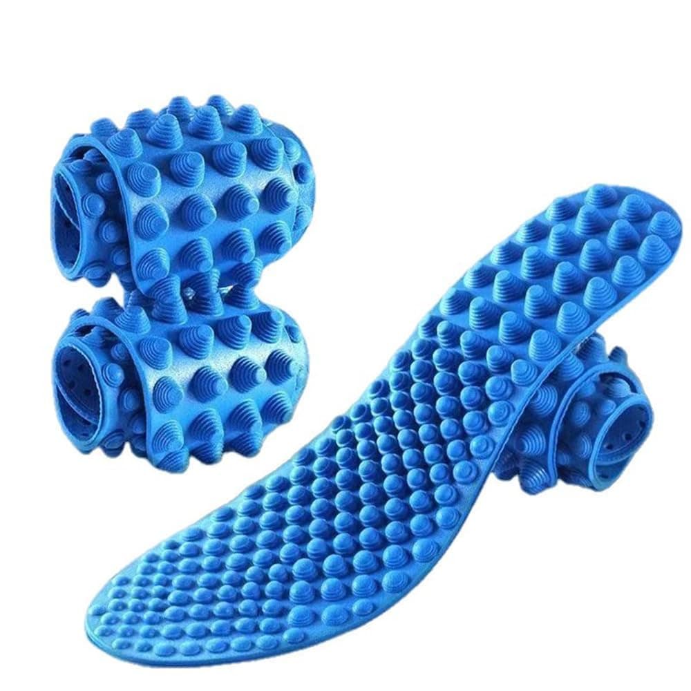 Foot Massage Insoles, Orthopedic Reflexology Insoles, Acupressure Foot Support for Pain Relief, Comfort Insoles for Men and Women, 280mm/11 Inch, Blue, 2-Pairs