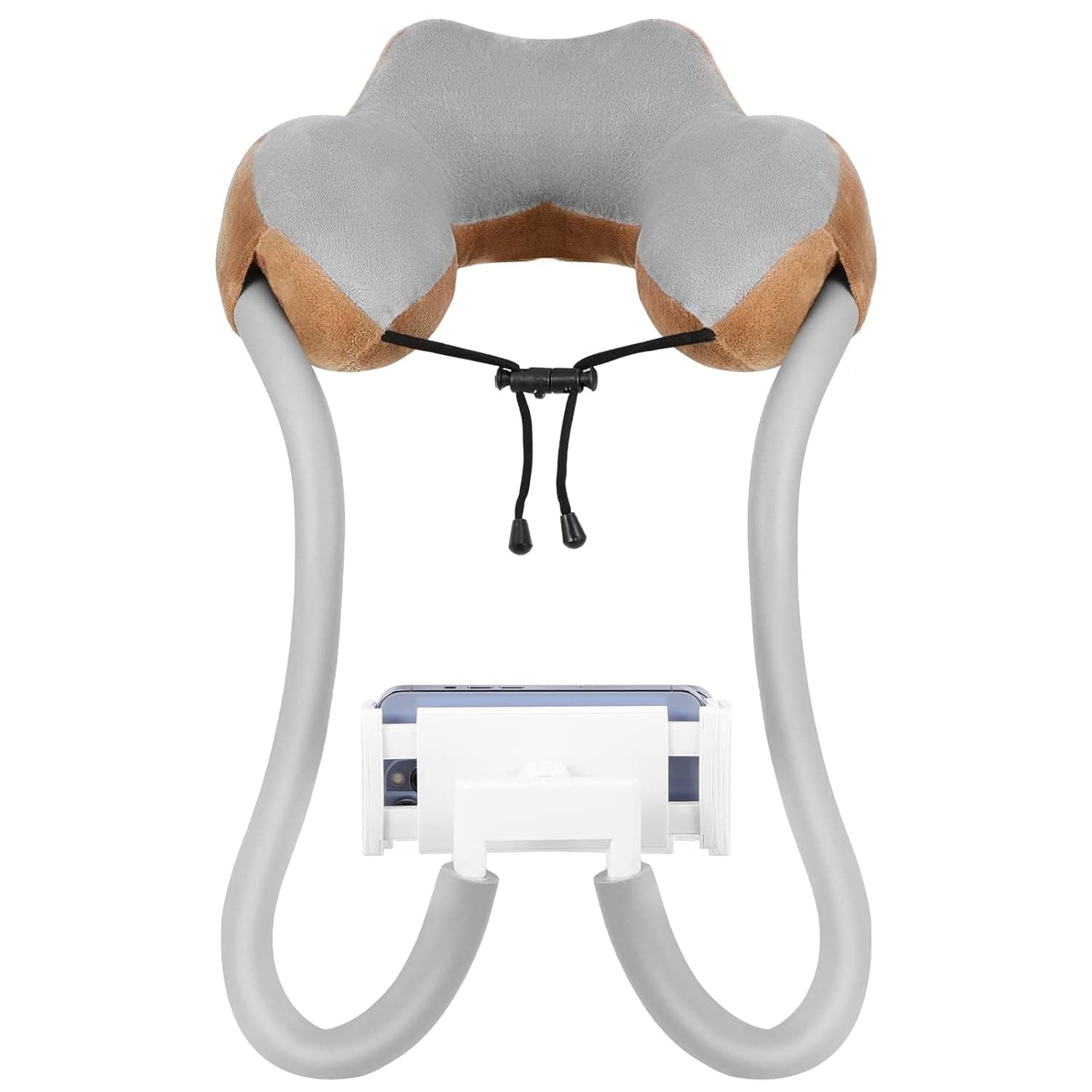 حامل جوال للرقبة من ازوني وسادة للجوال بتصميم عنق الاوزة عالمي قابل للدوران 360 درجة لاجهزة 4 انش الى 11 يناسب ايفون وجالاكسي S21 وايباد بني أكريليك